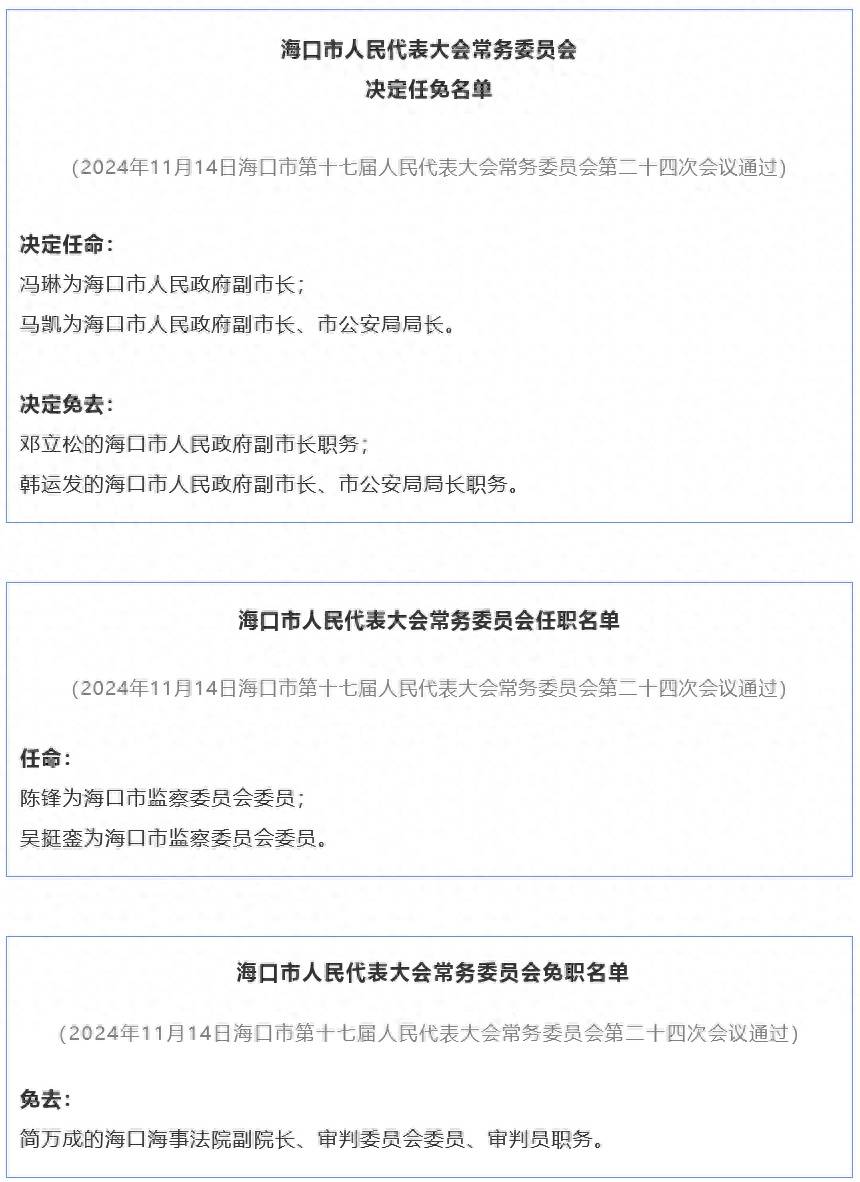 海口最新人事任免公示消息发布