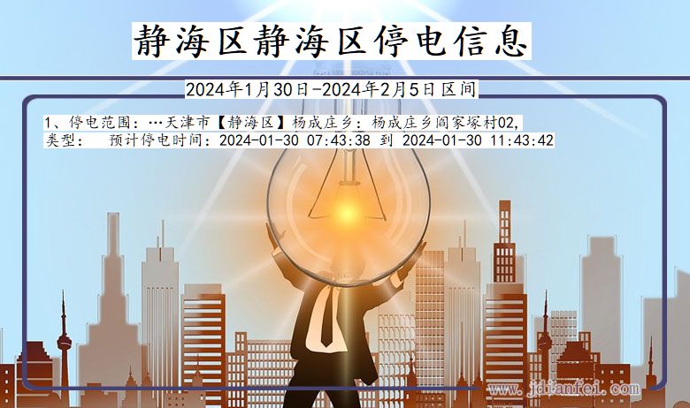 天津静海最新停电通知公告
