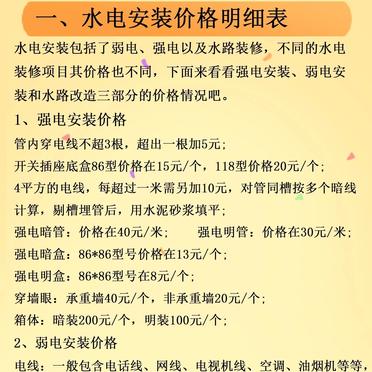 水电改造价格明细表及步骤指南全解析